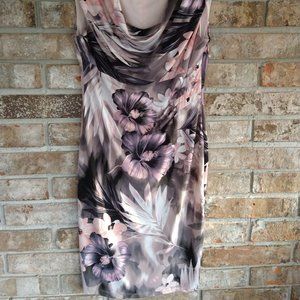 Connected Apparel cowl neck floral sheath dress size 12